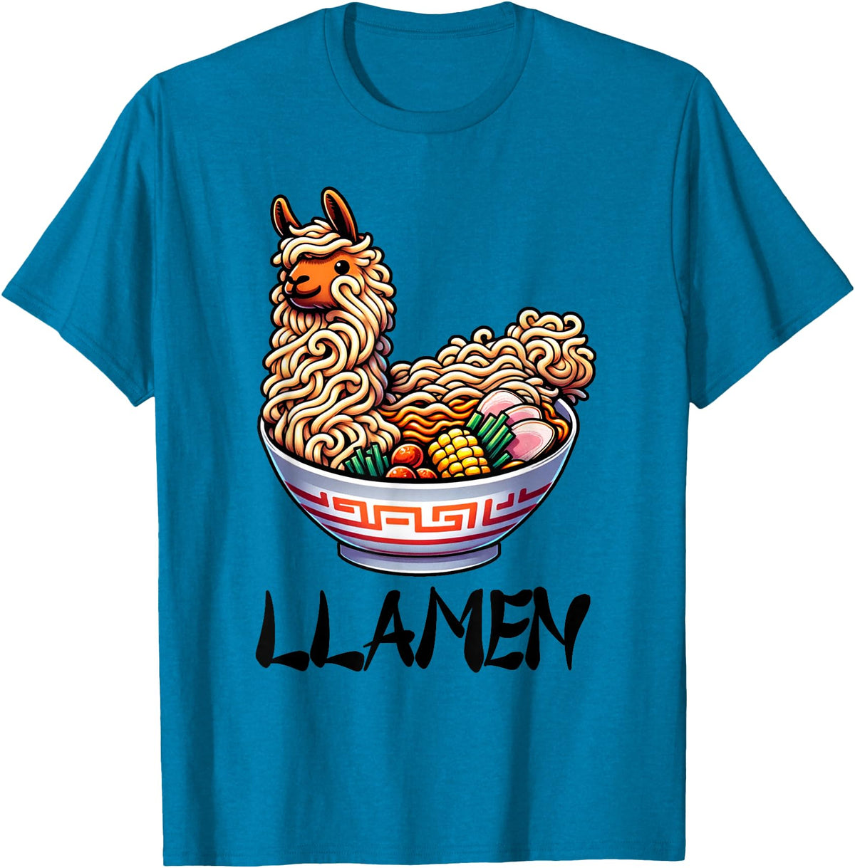 Alpaca LLama Lama Llamen Ramen Chinese Food Llamen Noodles Chinese Food Alpaca Llama Lover T-Shirt - Sapphire Blue