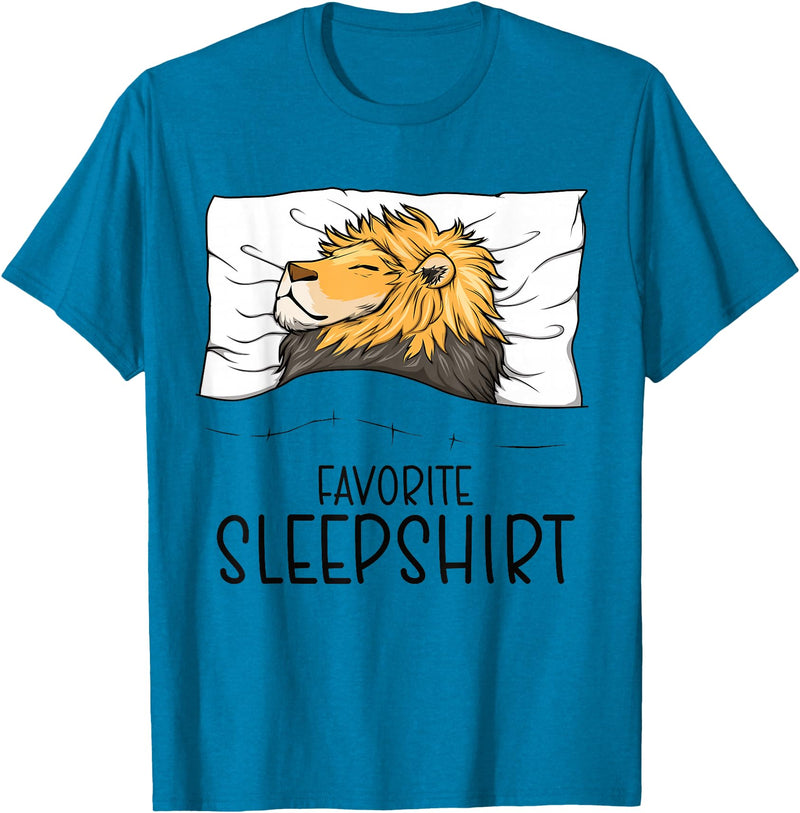 Sleeping & Napping Shirt Gifts For Nap Lovers Favorite Sleepshirt Lion, Napping Lion Pajama T-Shirt - Sapphire Blue