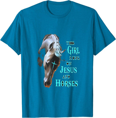 This Girl Runs On Jesus And Horses Trend Designs This Girl Runs On Jesus And Horses T-Shirt
