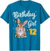 Bunny Rabbit Birthday Girl 12th Birthday Party 12 Years Old T-Shirt in Sapphire Blue