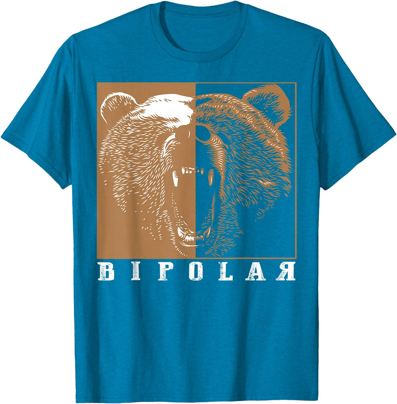 Cool I Love Polar Bears With Bipolar Designs Bipolar Cute Mental Disorder Polar Bear Gift T-Shirt - Sapphire Blue