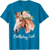 Birthday Party Horse Theme Girls Women Daughters Horse Birthday Girl Party Outfit Pony Daughter Granddaughter T-Shirt - Sapphire Blue