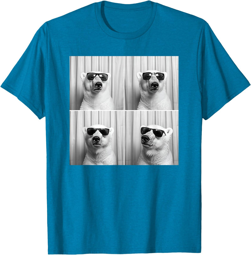Arctic Polar Bear Face Photography Men Women Kids Cool Polar Bear With Sunglasses Funny Zoo Animal Selfie T-Shirt - Sapphire Blue