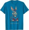 Retro Rabbit Death to Tyrants Vintage 90s, Funny Quote T-Shirt in Sapphire Blue