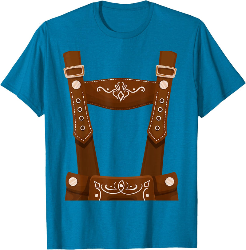 Bavarian Oktoberfest Halloween Costume Oktoberfest Costume Halloween Lederhosen T-Shirt - Sapphire Blue