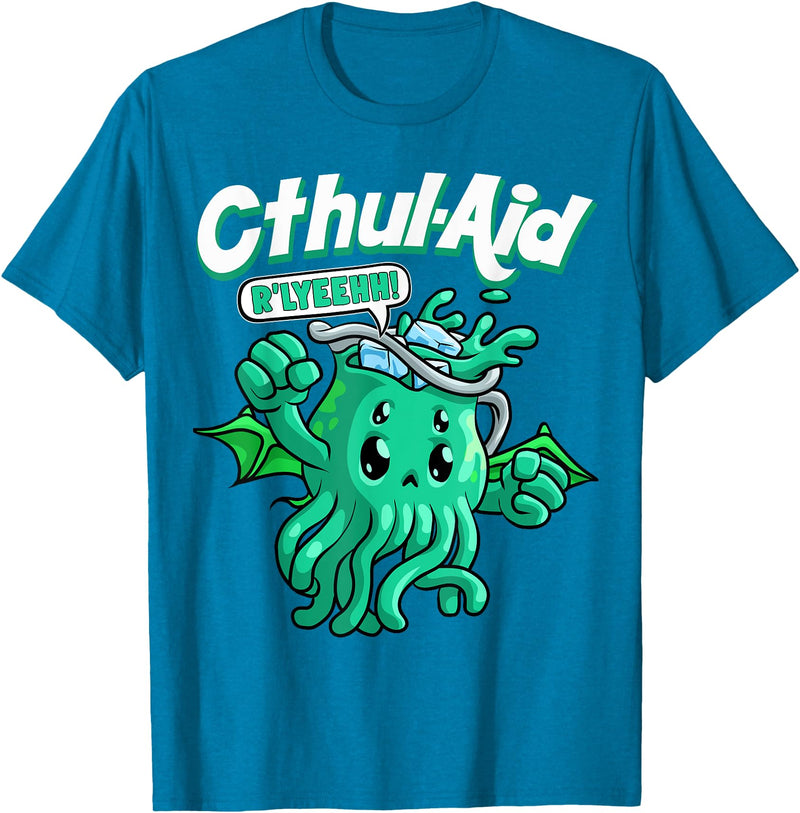 Funny Horror Apparels Cool Cthulhu Aid Funny Cthulhu R'lyeehh Cute Meme Halloween T-Shirt - Sapphire Blue
