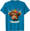 Humorous Highland Cow Gifts Highland Cow Birthday Girl Party T-Shirt - Sapphire Blue