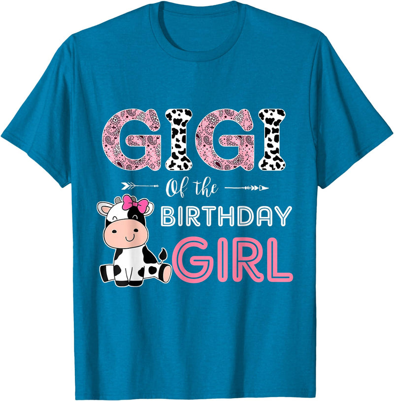 Cow Birthday Cow Lover Gifts For Family Men Woman Gigi of The Birthday Girl Farm Cow Grandma Matching Family T-Shirt -