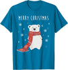 Christmas Holiday X-Mas New Year 2020 Party Gifts Cute Polar Bear Scarf Merry Christmas Xmas Holidays Gift Tee T-Shirt - Sapphire Blue