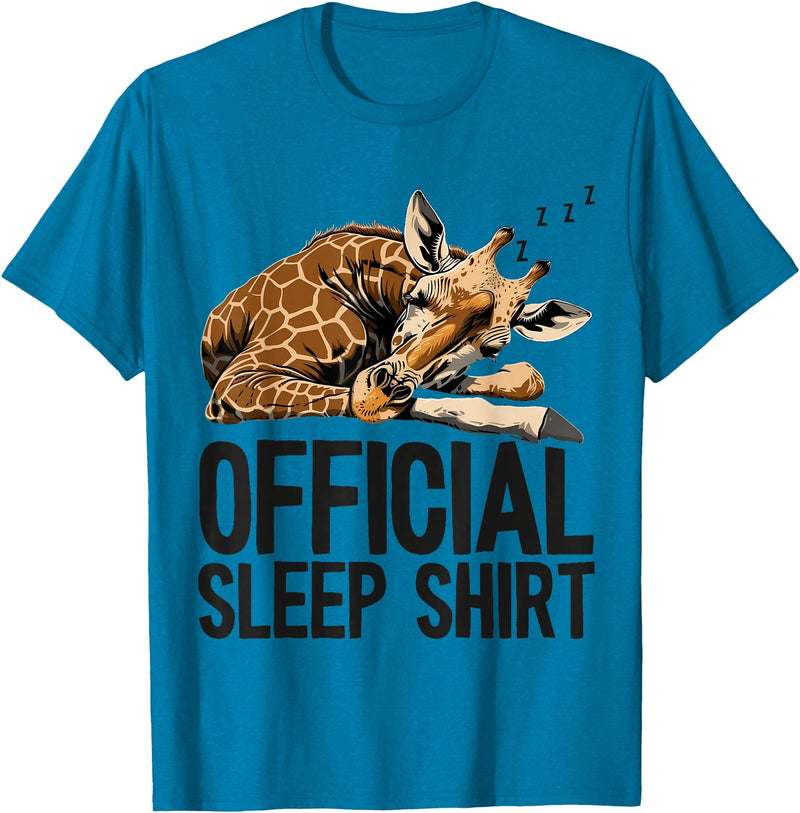 Sleeping Giraffe - Official Sleep Apparel Giraffe Sleeping Funny Official Sleep T-Shirt - Sapphire Blue