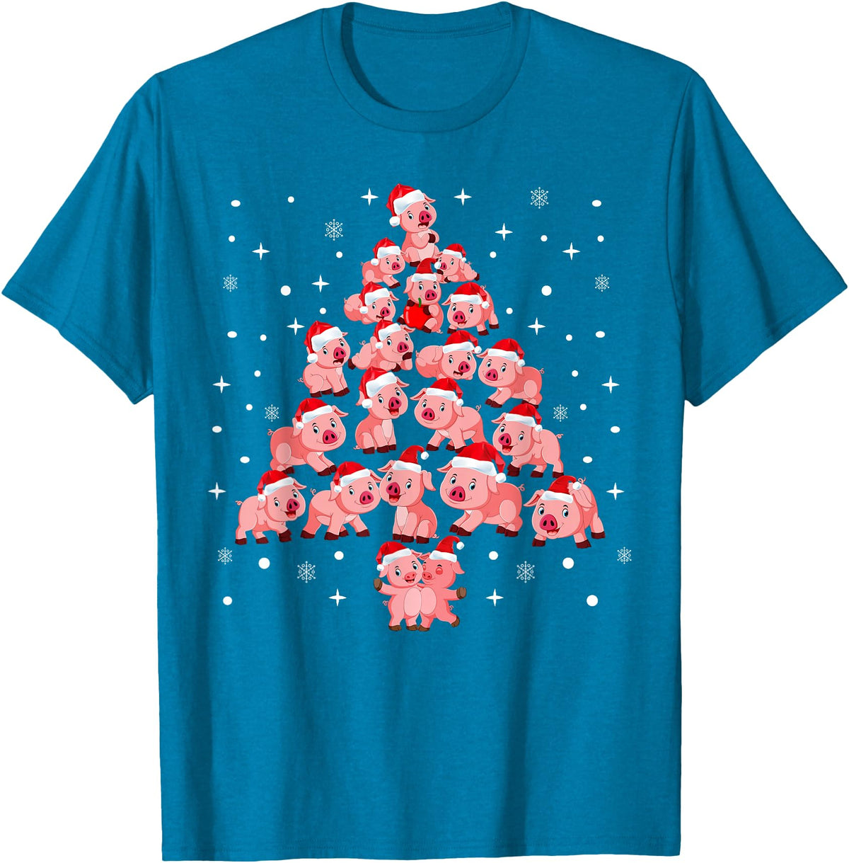 Pig Christmas Tree Funny Xmas Gifts Apparel Pig Christmas Tree Funny Pig Lover Gift Idea for Xmas Tree T-Shirt - Sapphire Blue