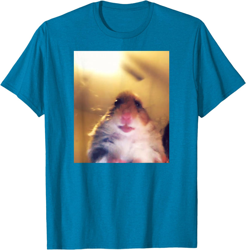 Staring Hamster Meme Front Camera T-Shirt - Sapphire Blue