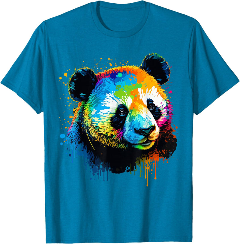 Cute Panda Lovers Kawaii Asian Bears Gifts DAIMMER Watercolor Panda T-Shirt - Sapphire Blue