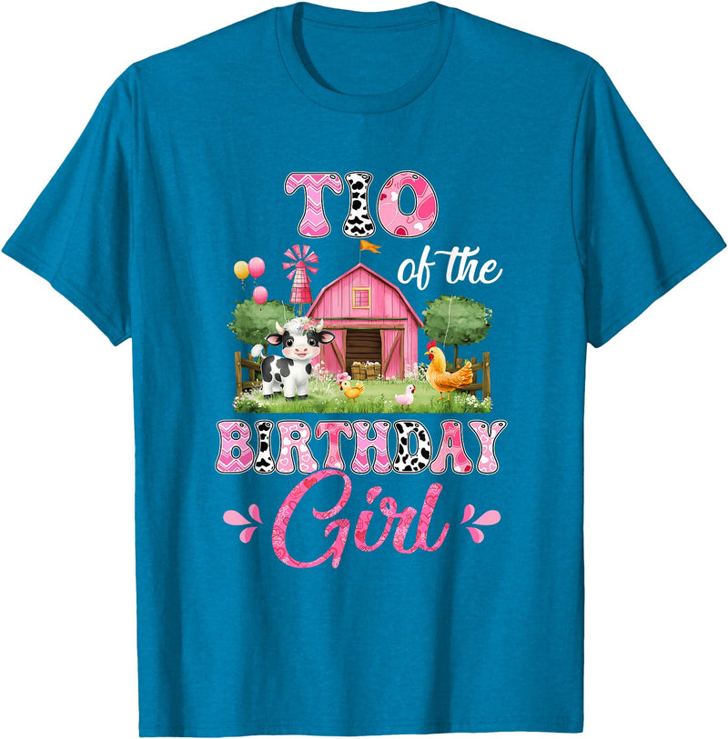 Cow First Birthday Girl Family Tio Of The Birthday Girl 1st Birthday Cow Farm Family T-Shirt - Sapphire Blue