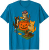 Cat Pumpkin Halloween Spooky Season Vintage Cute Cat Pumpkin Master Builder Halloween Spooky Season T-Shirt - Sapphire Blue