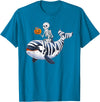 Orca Skeleton Halloween Whale Apparel Co. Skeleton Riding Mummy Orca Halloween Candy Whale T-Shirt - Sapphire Blue