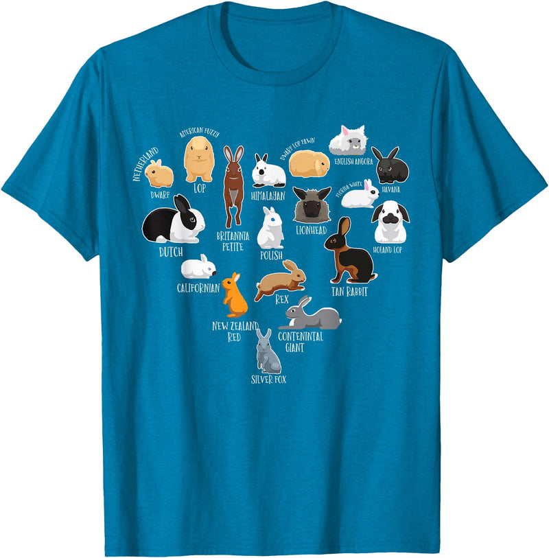Rabbit Types & Cute Rabbit Species, Bunny - Rabbits T-Shirt in Sapphire Blue