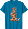 Funny 4th Of July Highland Cow Apparel Cute Highland Cow 4th of July Patriotic American Flag T-Shirt - Sapphire Blue
