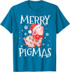 Christmas Funny Gifts Merry Pigmas Funny Pig Christmas Lights Tree Xmas Funny T-Shirt - Sapphire Blue