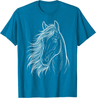 Elegant Horse Silhouette tee for Horse Lovers Cute & Elegant Horse Silhouette Art for Horse Lovers T-Shirt - Sapphire Blue