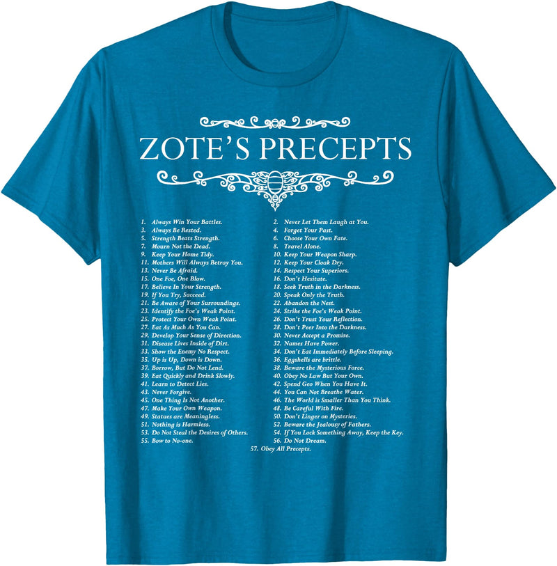 MathWare Funny Nerdy Zote's Precepts Knight Gamer T-Shirt - Sapphire Blue