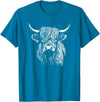 Scottish Highland Cattle Cow Merch Scottish Highland Cattle Cow Drawing T-Shirt - Sapphire Blue