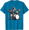 Cute Cow Playing Drums Cow Lover Apparel Cute Cow Playing Drums Cows Drummer Music T-Shirt - Sapphire Blue