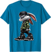 Cool Funny Bunny Rabbit Lovers Happy Easter Retro Trendy T-Shirt in Sapphire Blue