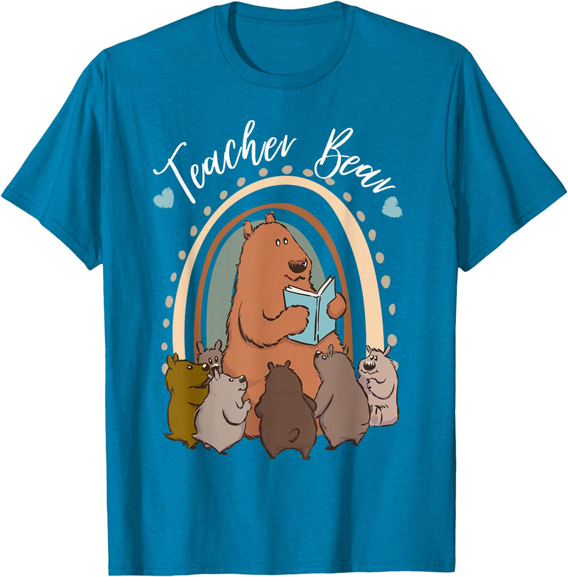 Thank You Teacher Appreciation Gifts Teacher Bear Reading Appreciation Teacher Graphic T-Shirt - Sapphire Blue