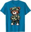 Camo Teddy Bear Hip Hop Designs for Men & Boys Camo Hip Hop Teddy Bear Camouflage Gangsta Streetwear Hustle T-Shirt - Sapphire Blue