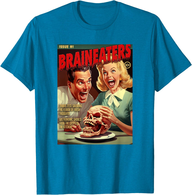 Last Gasp Graphics Brain Eaters 1950s horror comic cover T-Shirt - Sapphire Blue