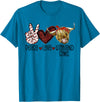 Funny Peace Love Designs Highland Beef Cow Farmers Peace Love Highland Cows T-Shirt - Sapphire Blue