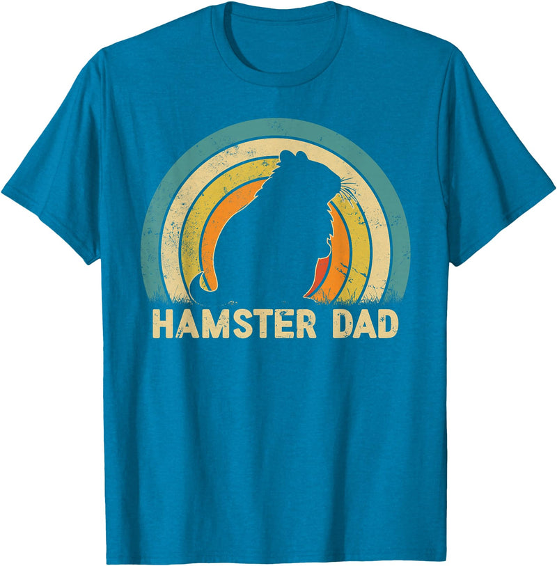 Hamster Dad Father's Day Vintage Style Hamster Dad Daddy T-Shirt - Sapphire Blue
