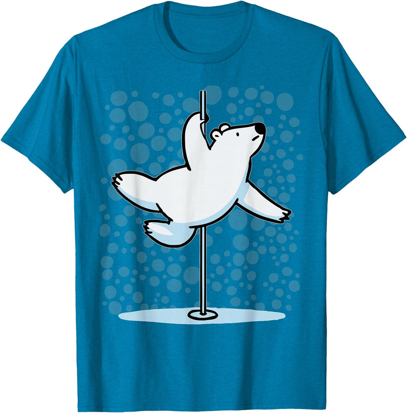 Fun Polar Bear Lover Humor Bear Dancer Stylish Tee Funny Polar Bear Pole Dancing Animal Cute Cool Wordplay Snow T-Shirt - Sapphire Blue
