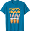 Hoppy Hour Funny Happy Easter Day Rabbit Ears Men Women T-Shirt in Sapphire Blue