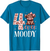 Highland Cow Print 4 Year Old Girl Birthday Gifts 4 Ever Moody Scottish Highland Cow 4th Birthday Girl T-Shirt - Sapphire