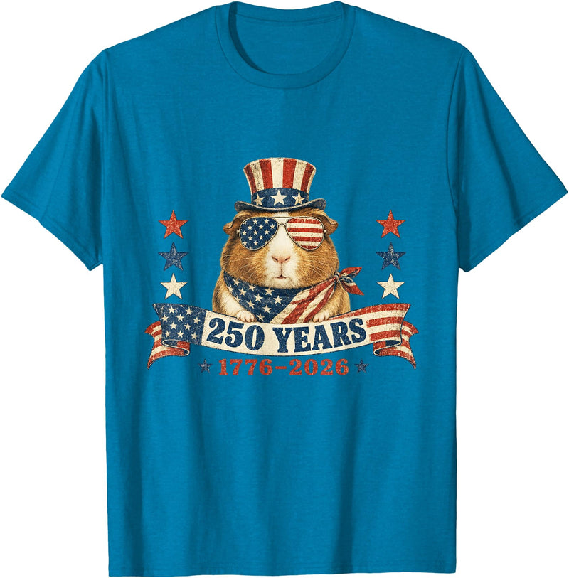 Patriotic Guinea Pig Lover Designs Funny USA Independence Day Patriotic 4th of July Guinea Pig T-Shirt - Sapphire Blue
