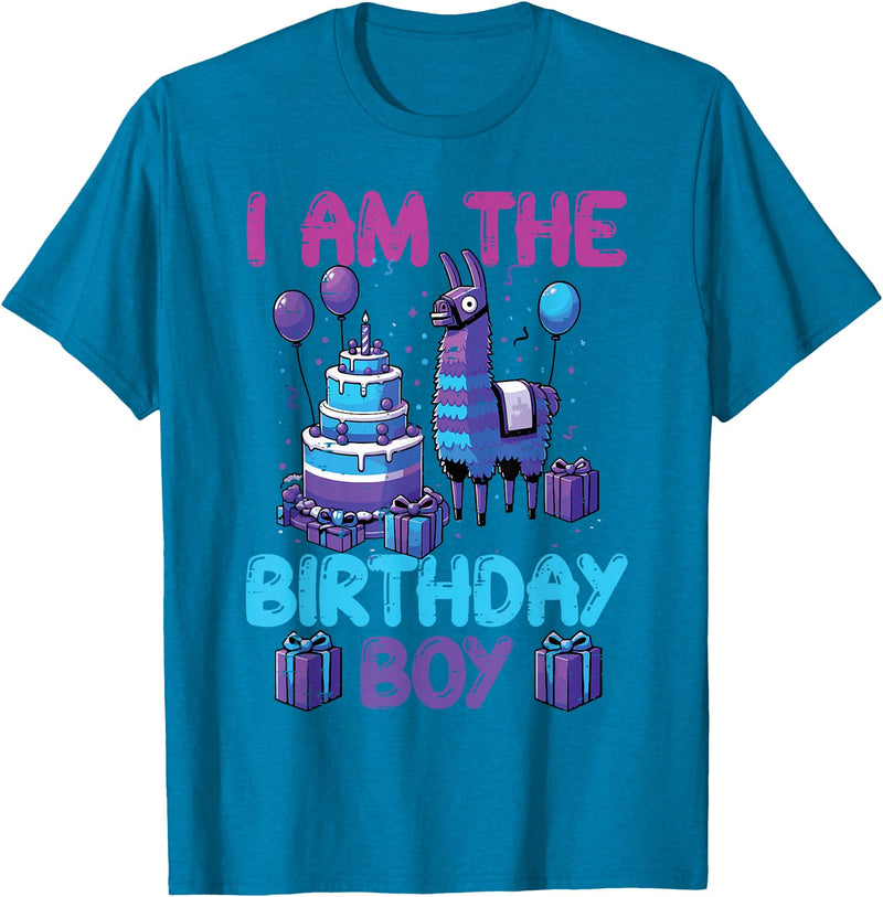 Birthday Party Shirts For Men Women Kids I Am The Birthday Boy Llama Pinata Bday Party Boys Kids T-Shirt - Sapphire Blue