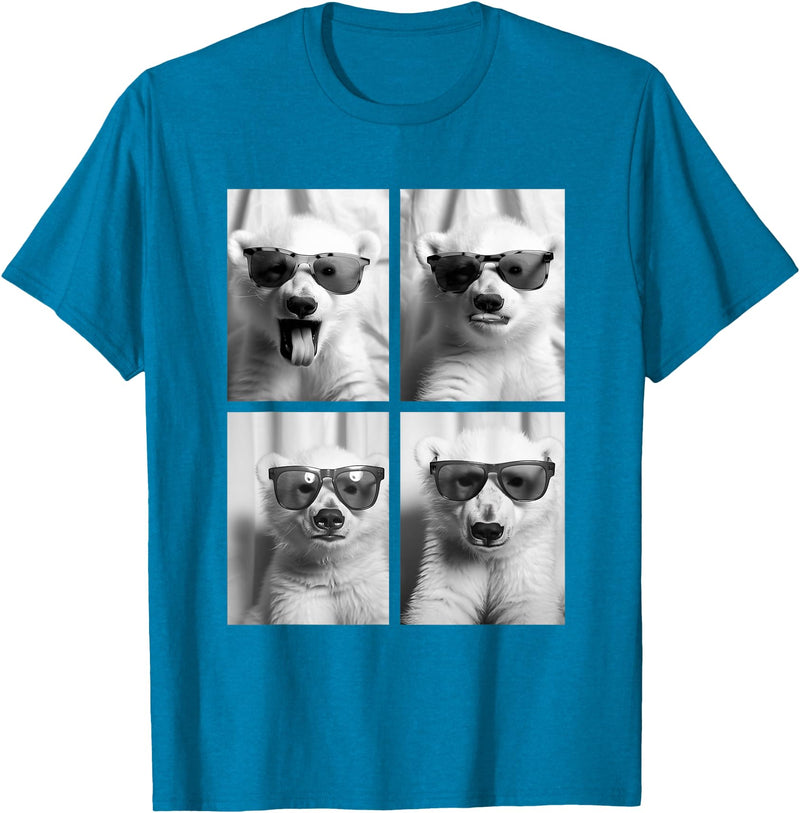 Funny Animal Photography Clothing Co. Baby Polar Bears with Sunglasses Cute Bear Cubs Photo Booth T-Shirt - Sapphire Blue