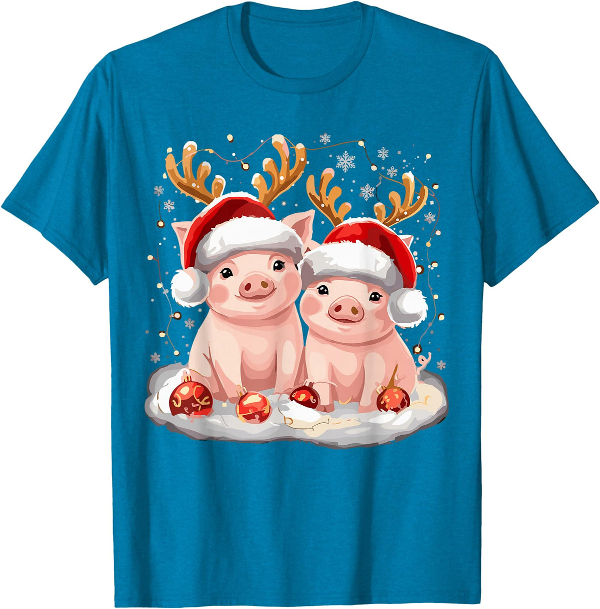 Funny Xmas Pig Lover Christmas Christmas Pig Reindeer Xmas T-Shirt - Sapphire Blue