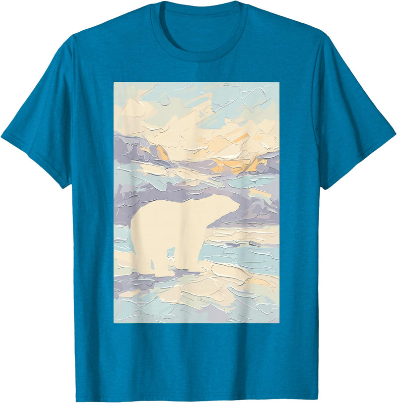 Polar Art Wildlife Nature Fan Club Ice Polar Bear Arctic Painting Wildlife Nature Lover Art Kids T-Shirt - Sapphire Blue