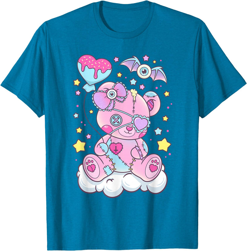 CC Pastel Goth Anime Vaporwave Aesthetic Kawaii Pastel Goth Cute Scary Bear T-Shirt - Sapphire Blue