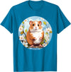Cool Spring Flowers with Hamster for Season Lovers T-Shirt - Sapphire Blue