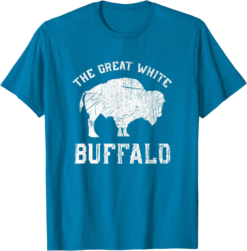 We Are Wildlife The Great White Buffalo T-Shirt Native American Inspired T-Shirt - Sapphire Blue