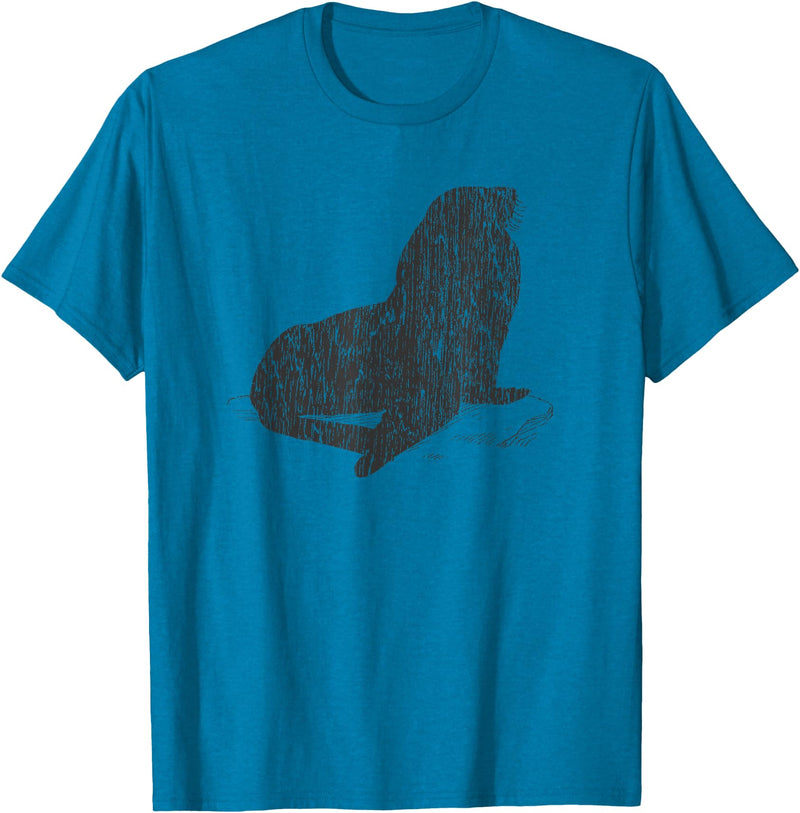 Distressed Sea Lion Sea Lion T-Shirt - Sapphire Blue