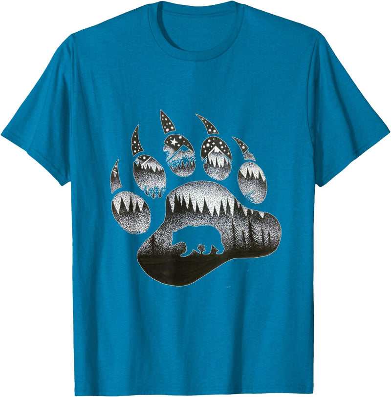 One Nature Designs Touching Ghost of the Spirit Bear Paw T Shirt T-Shirt - Sapphire Blue