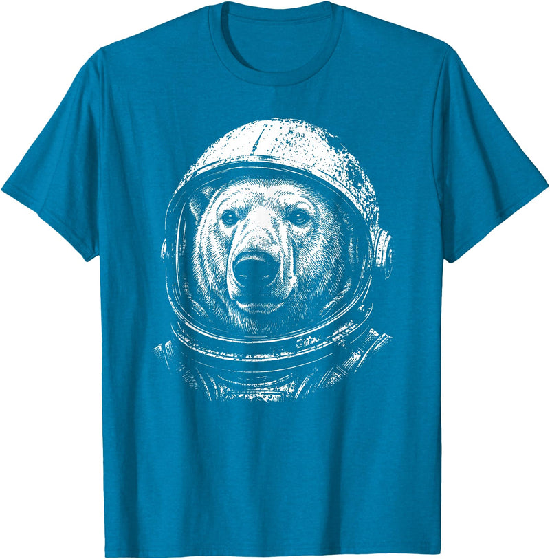 Funny Polar Bear Astronomy Space Retro Astronaut Polar Bear Lovers Space Galaxy T-Shirt - Sapphire Blue