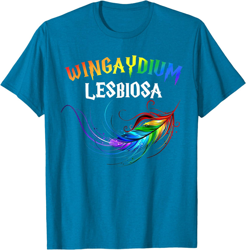Funny LGBTQ Outfits Co. Funny LGBT Lesbian Love Wingaydium Lesbiosa T-Shirt - Sapphire Blue
