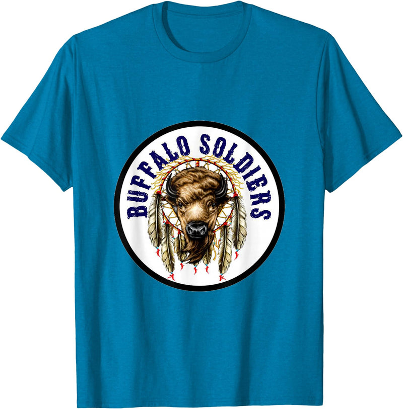Mostly Art Stuff The Buffalo Soldiers of 1886 Dreamcatcher Art T-Shirt - Sapphire Blue