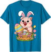 Happy Easter Pig Animal Happy Easter Women Girls Kids Easter Egg Basket Easter Pig T-Shirt - Sapphire Blue